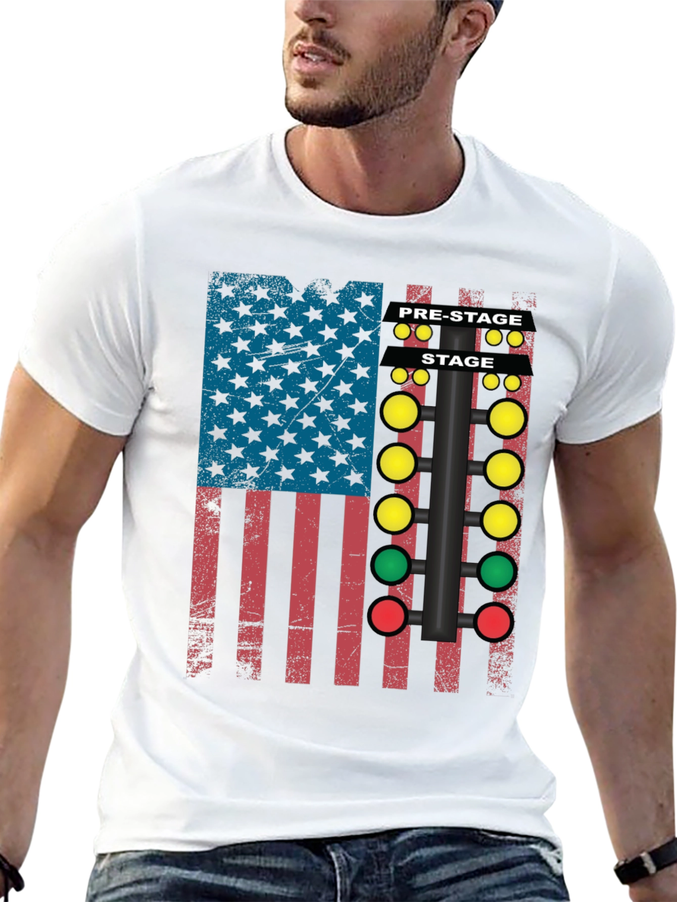 Drag Racing Christmas Tree Flag T-Shirt