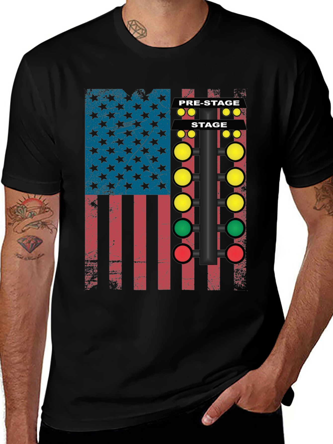 Drag Racing Christmas Tree Flag T-Shirt