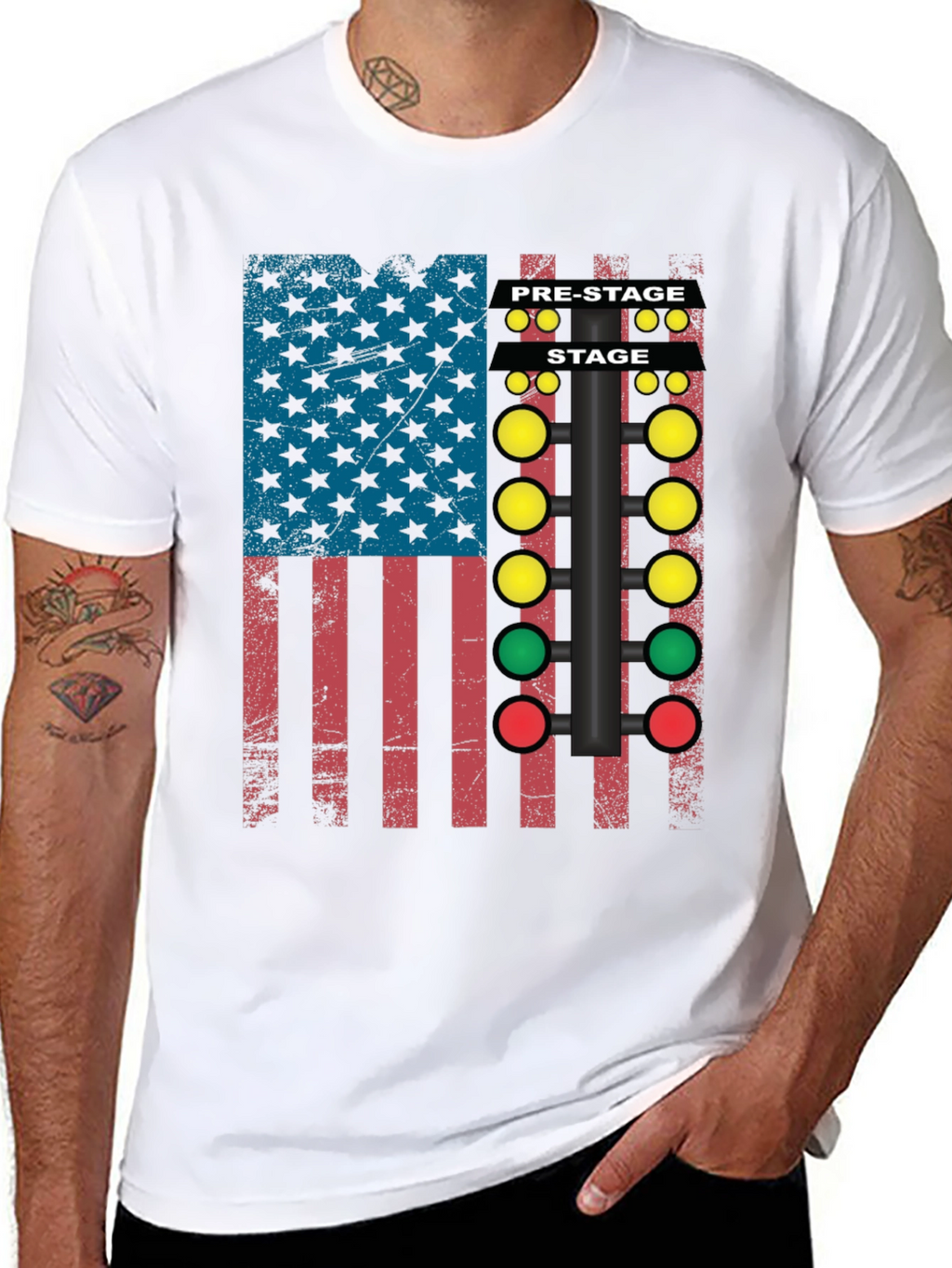 Drag Racing Christmas Tree Flag T-Shirt