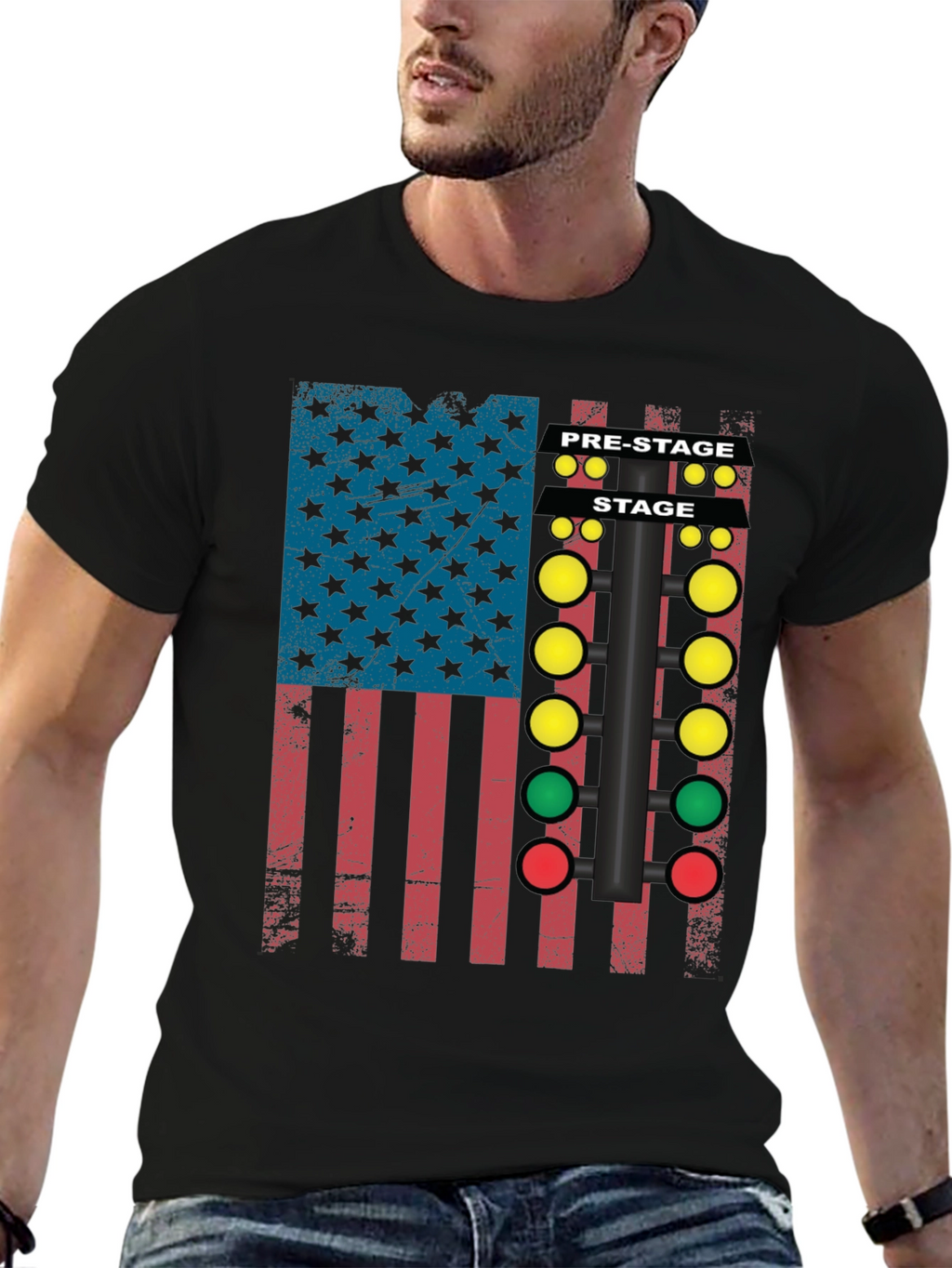 Drag Racing Christmas Tree Flag T-Shirt