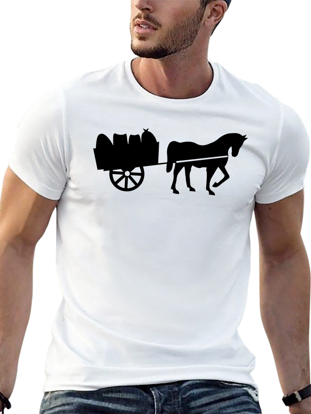 Horse & Cart Black T-Shirt - Equestrian Style