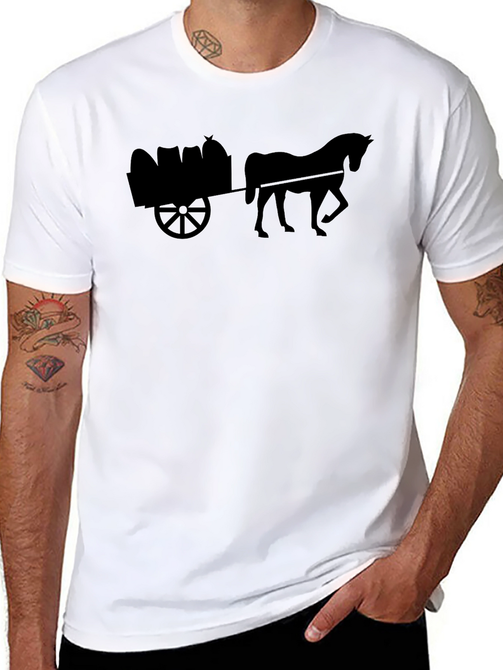 Horse & Cart Black T-Shirt - Equestrian Style
