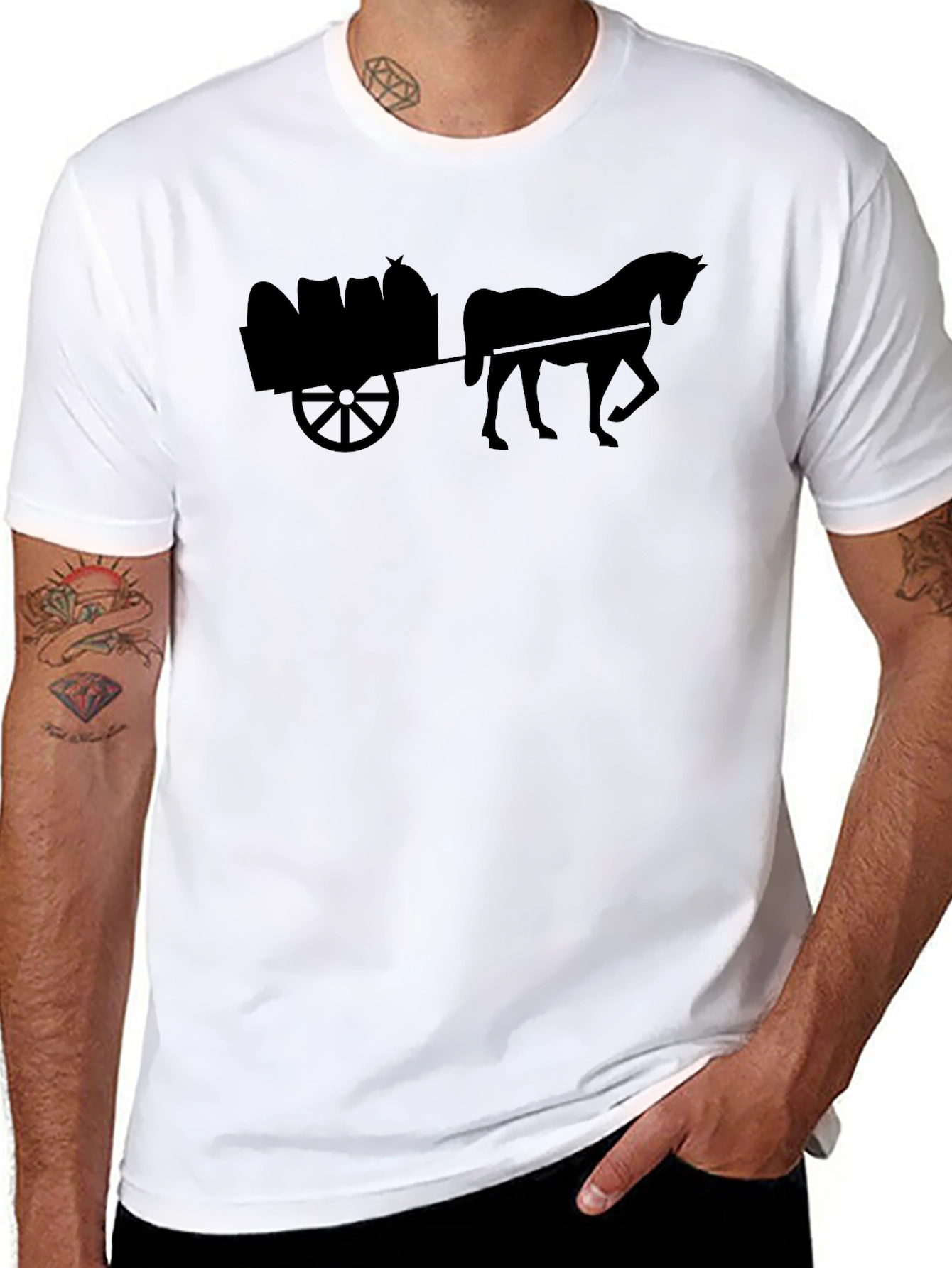 Horse & Cart Black T-Shirt - Equestrian Style