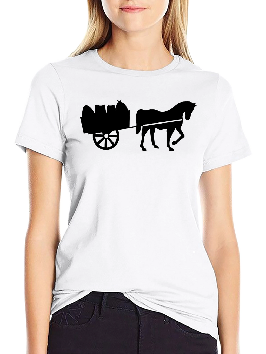 Horse & Cart Black T-Shirt - Equestrian Style