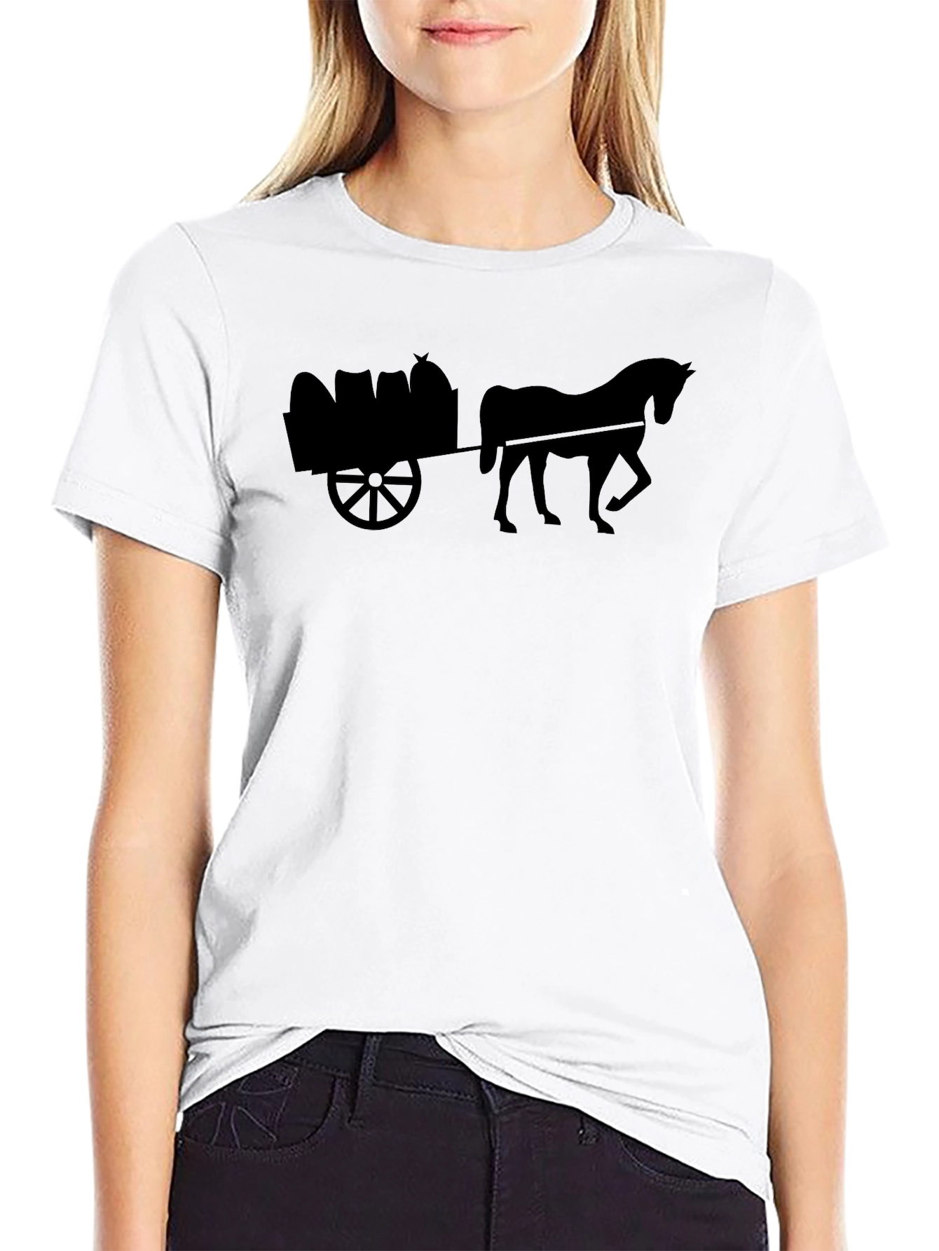 Horse & Cart Black T-Shirt - Equestrian Style