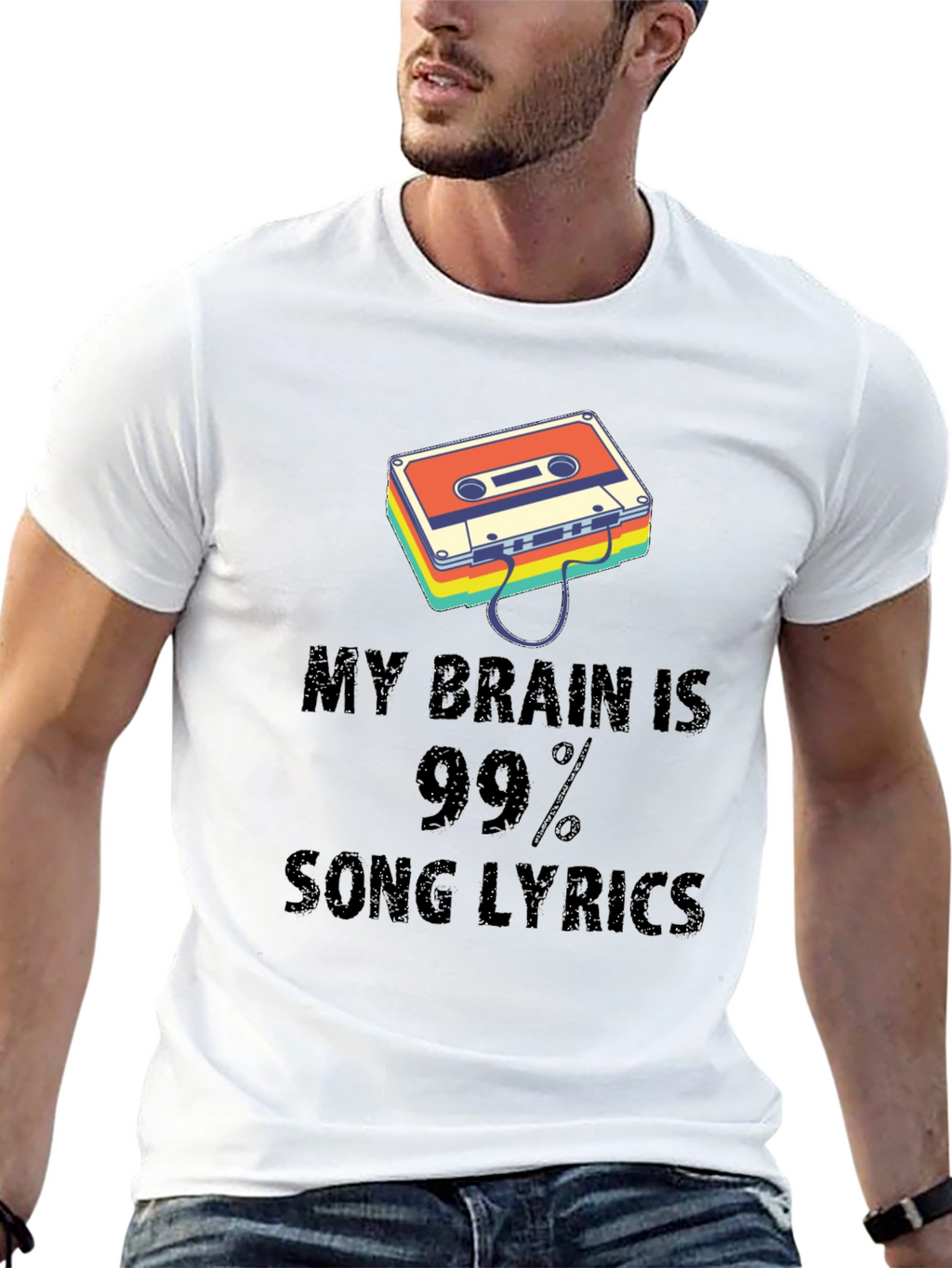 Music Lover Graphic Tee - Song Lyrics Brain