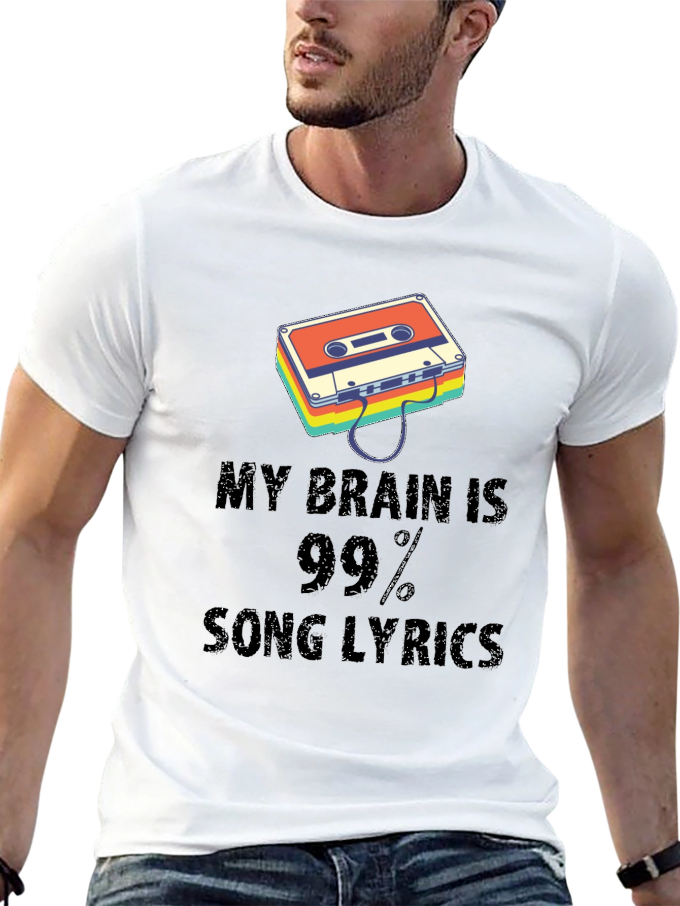 Music Lover Graphic Tee - Song Lyrics Brain