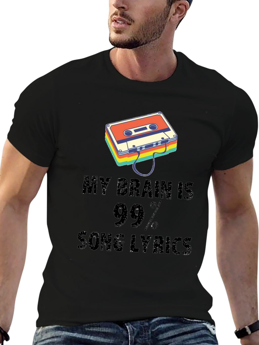 Music Lover Graphic Tee - Song Lyrics Brain