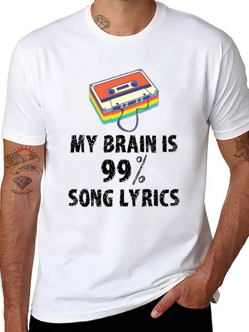 Music Lover Graphic Tee - Song Lyrics Brain