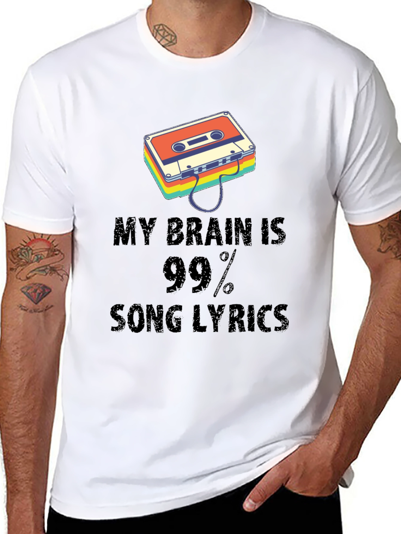 Music Lover Graphic Tee - Song Lyrics Brain