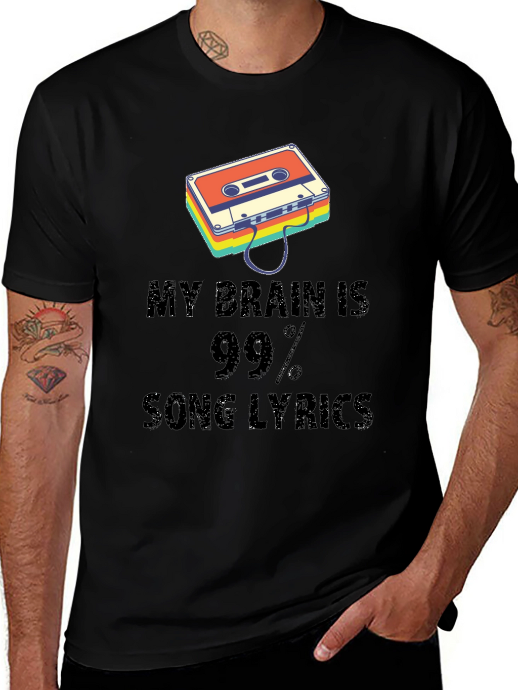 Music Lover Graphic Tee - Song Lyrics Brain