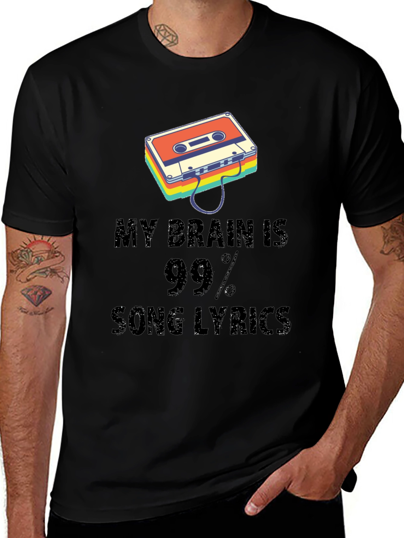 Music Lover Graphic Tee - Song Lyrics Brain