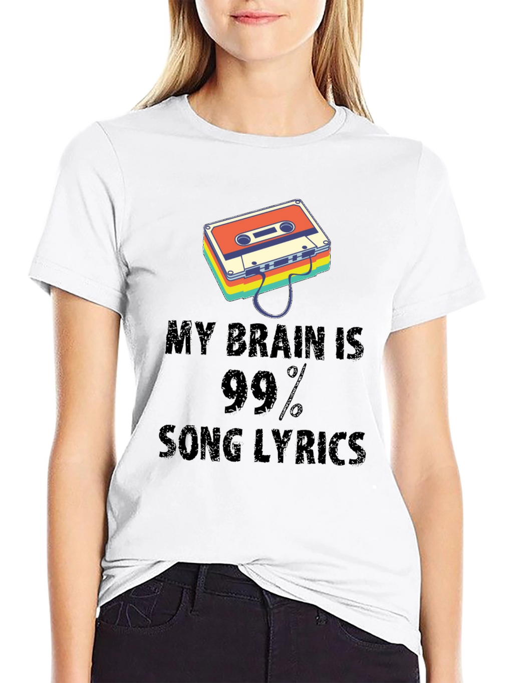Music Lover Graphic Tee - Song Lyrics Brain