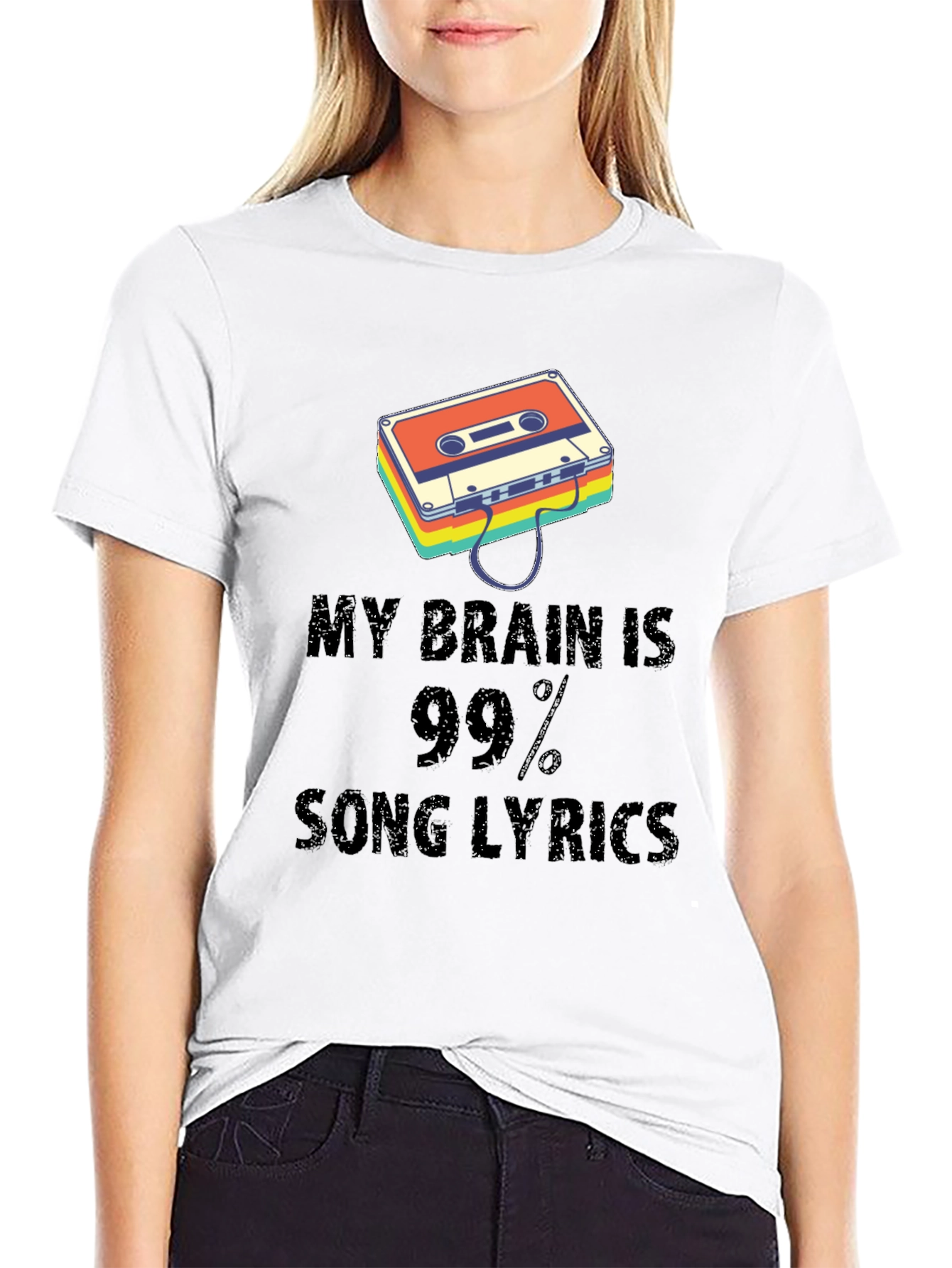 Music Lover Graphic Tee - Song Lyrics Brain