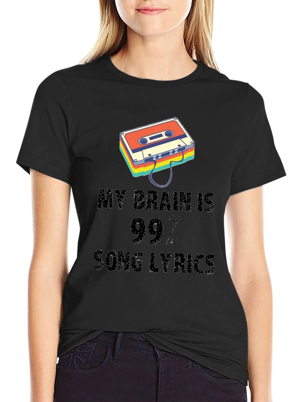 Music Lover Graphic Tee - Song Lyrics Brain