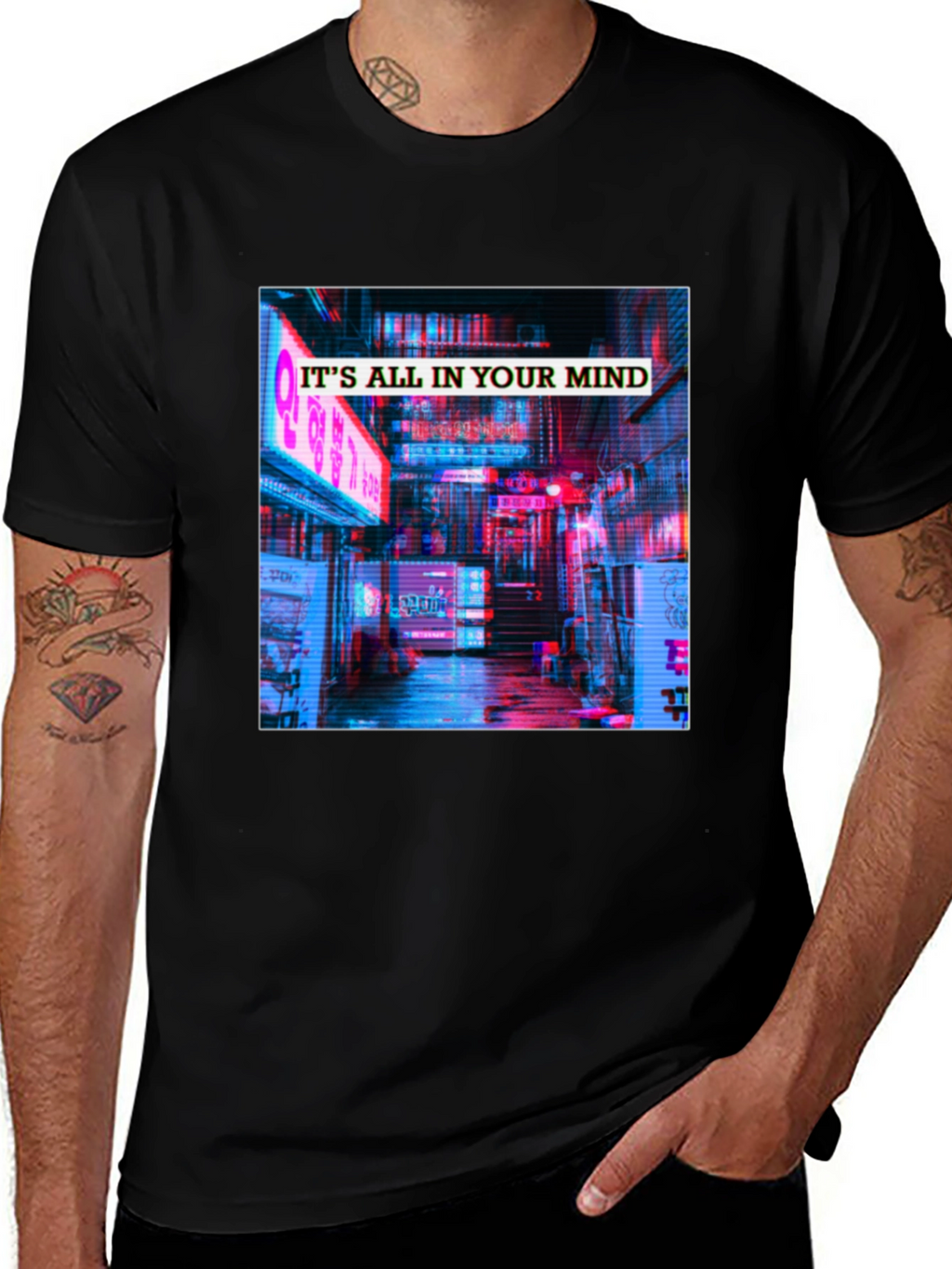 Its All In Your Mind T-Shirt - Neon Cityscape