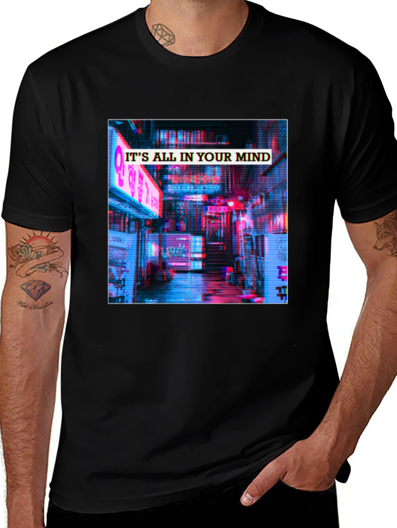 Its All In Your Mind T-Shirt - Neon Cityscape