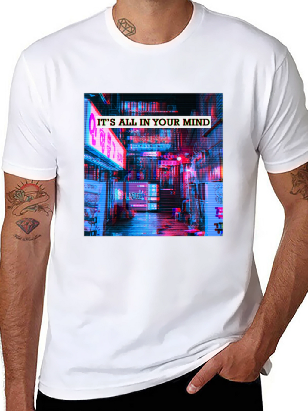 Its All In Your Mind T-Shirt - Neon Cityscape