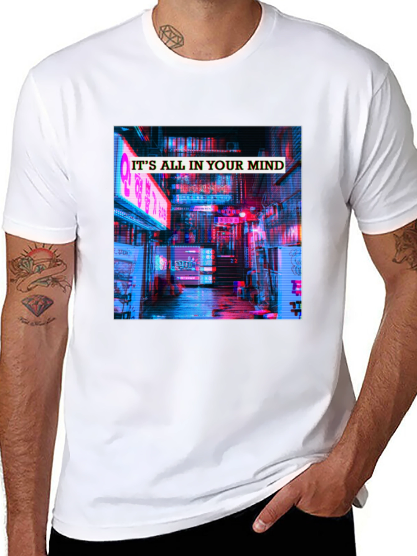Its All In Your Mind T-Shirt - Neon Cityscape