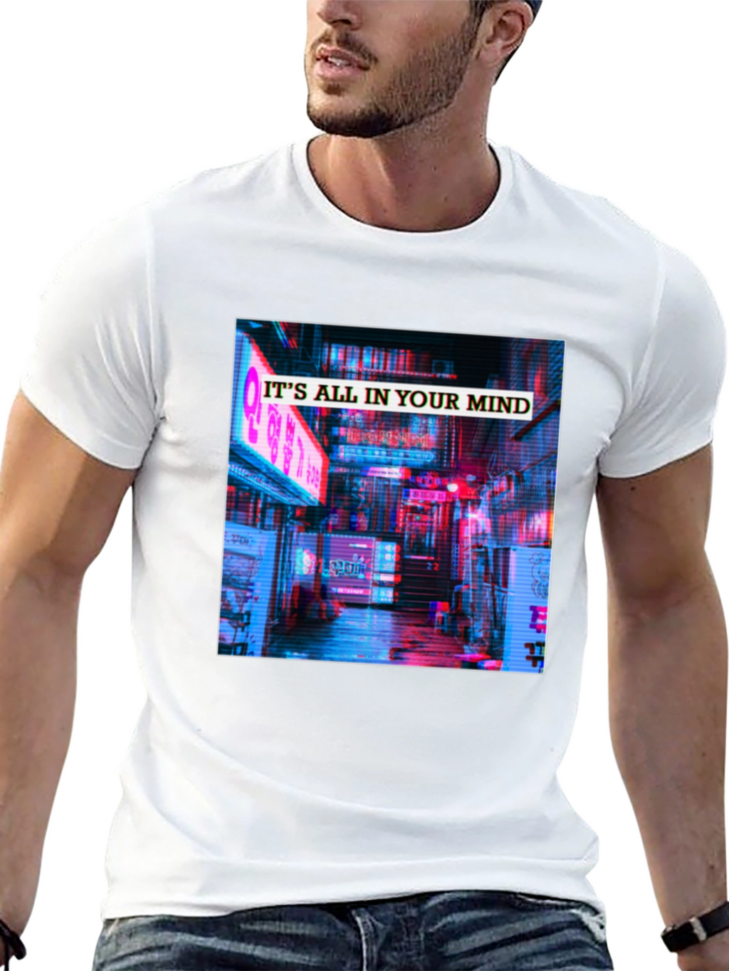 Its All In Your Mind T-Shirt - Neon Cityscape
