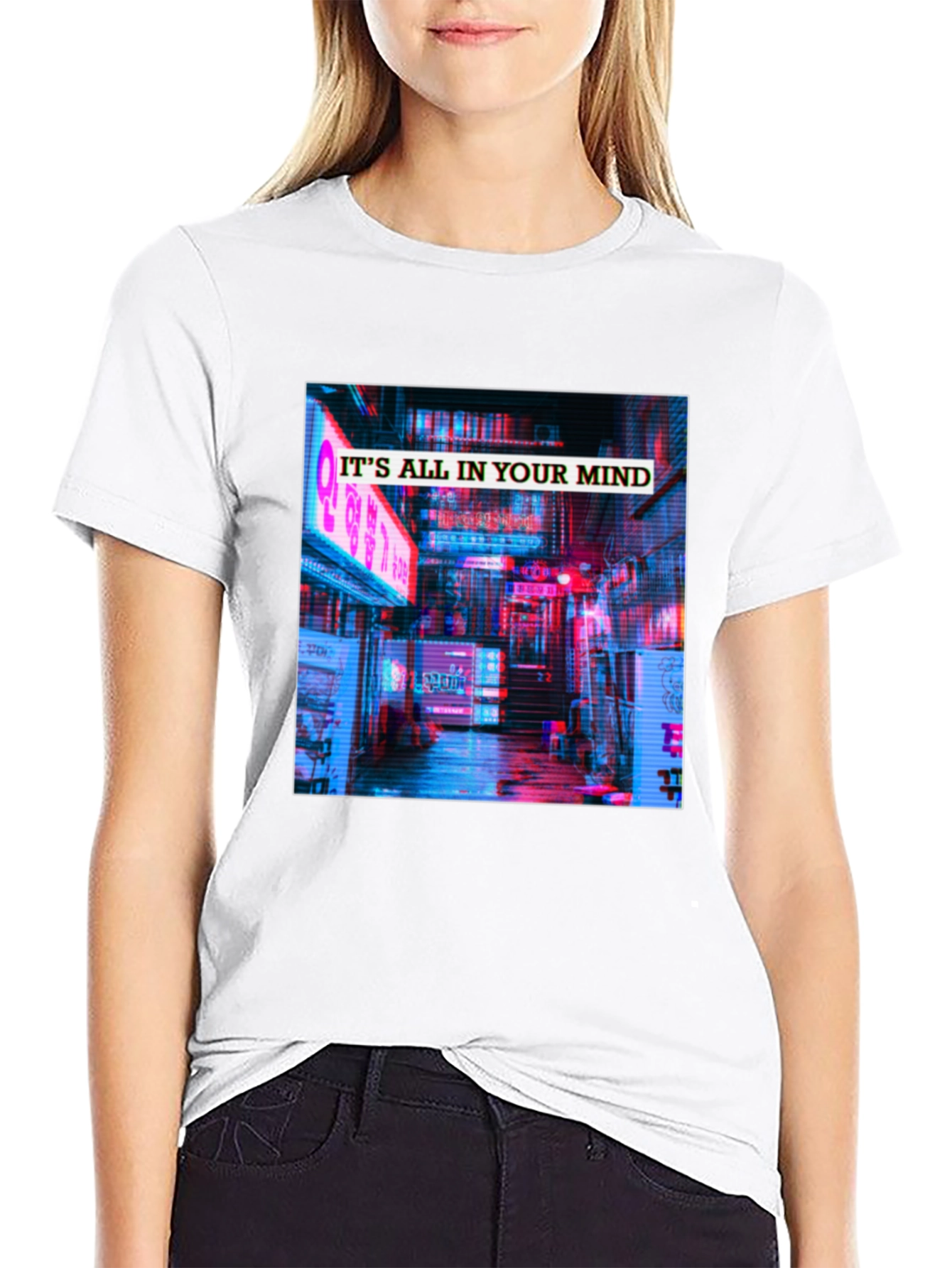 Its All In Your Mind T-Shirt - Neon Cityscape