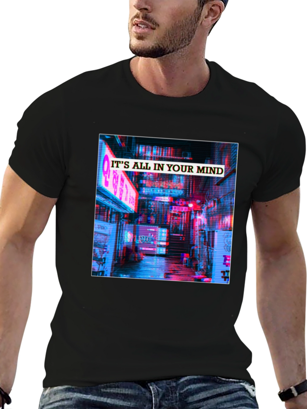 Its All In Your Mind T-Shirt - Neon Cityscape