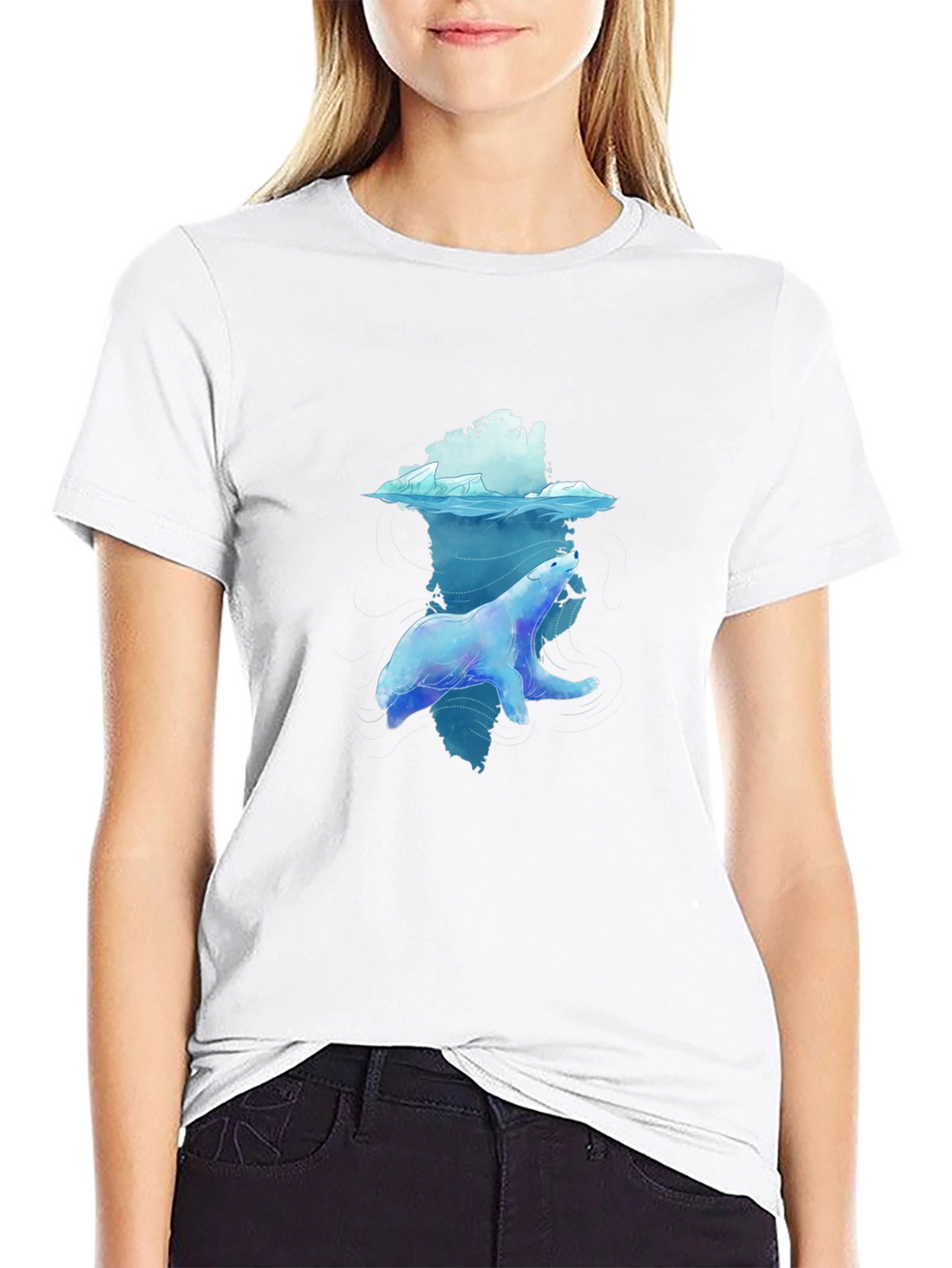 Polar Bear Graphic Tee - Black Crew Neck T-Shirt