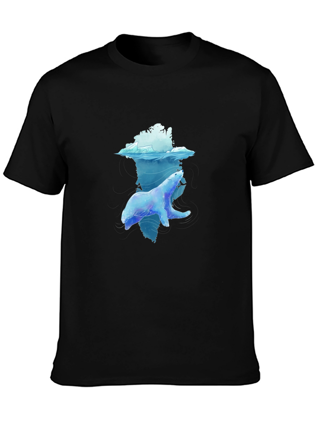 Polar Bear Graphic Tee - Black Crew Neck T-Shirt