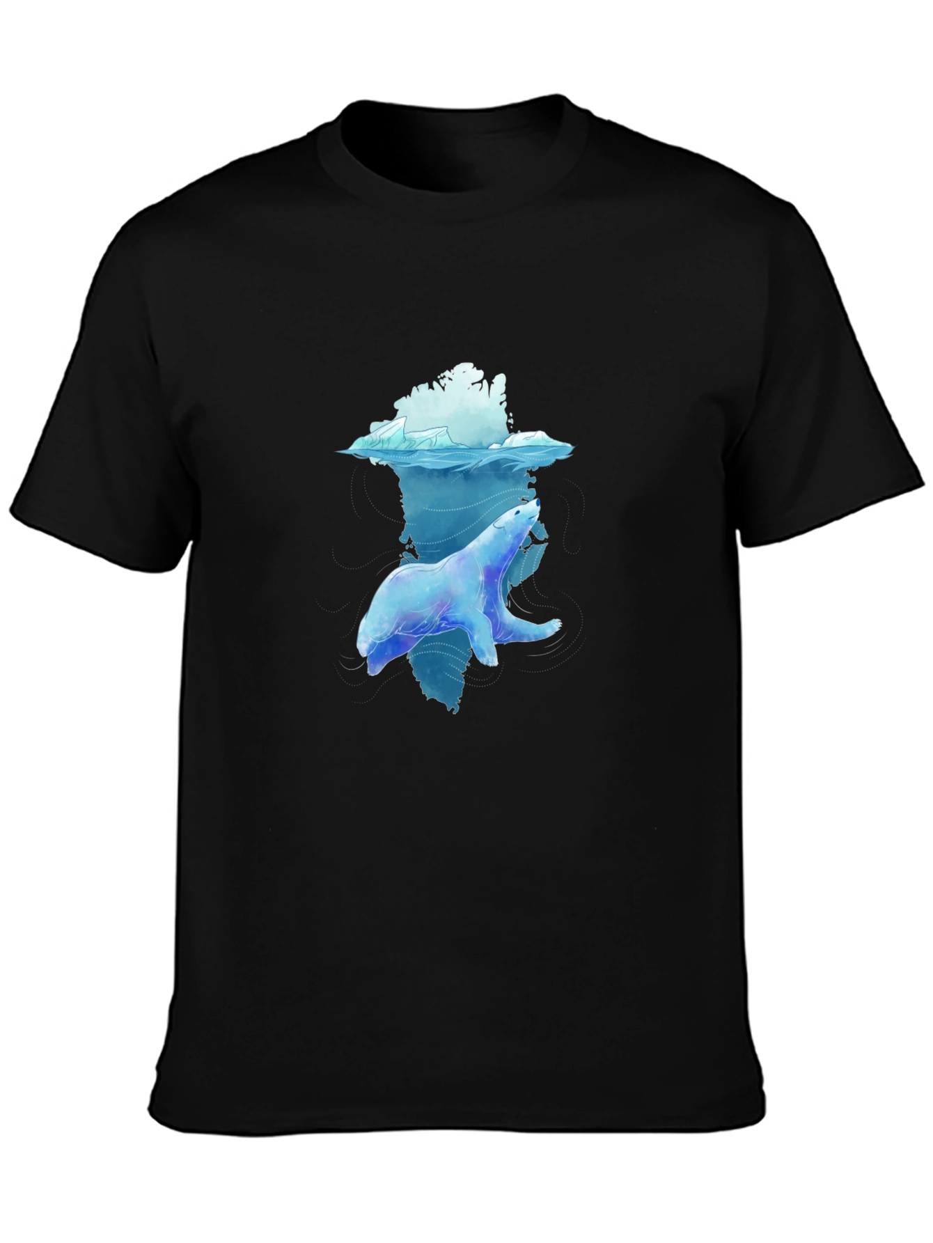 Polar Bear Graphic Tee - Black Crew Neck T-Shirt