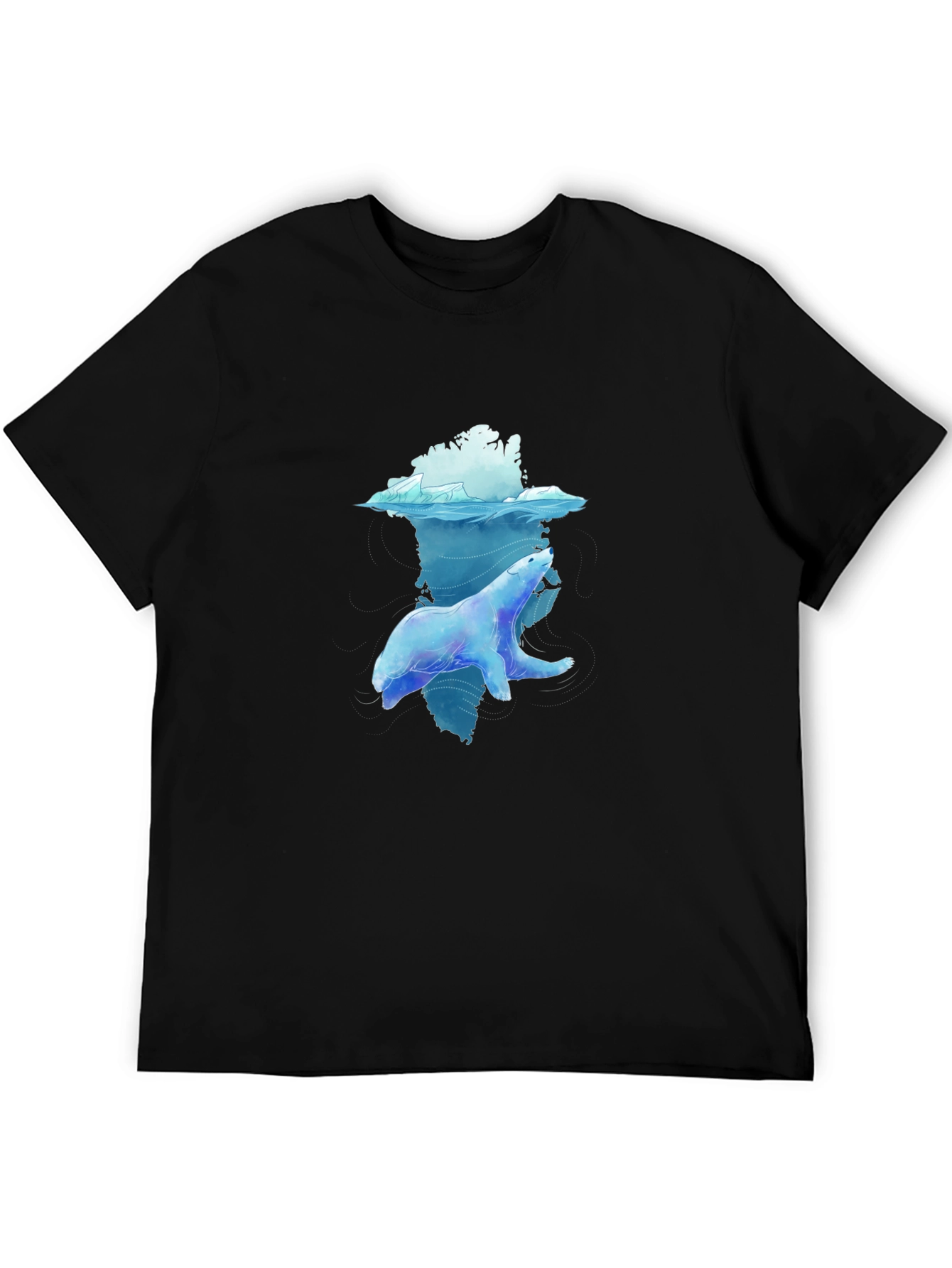 Polar Bear Graphic Tee - Black Crew Neck T-Shirt