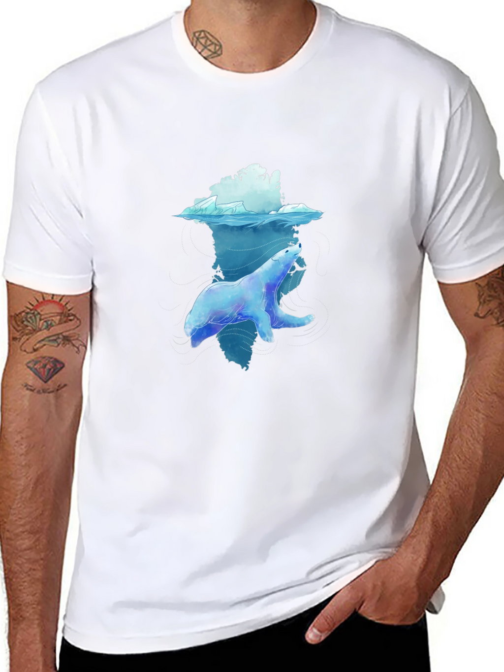 Polar Bear Graphic Tee - Black Crew Neck T-Shirt