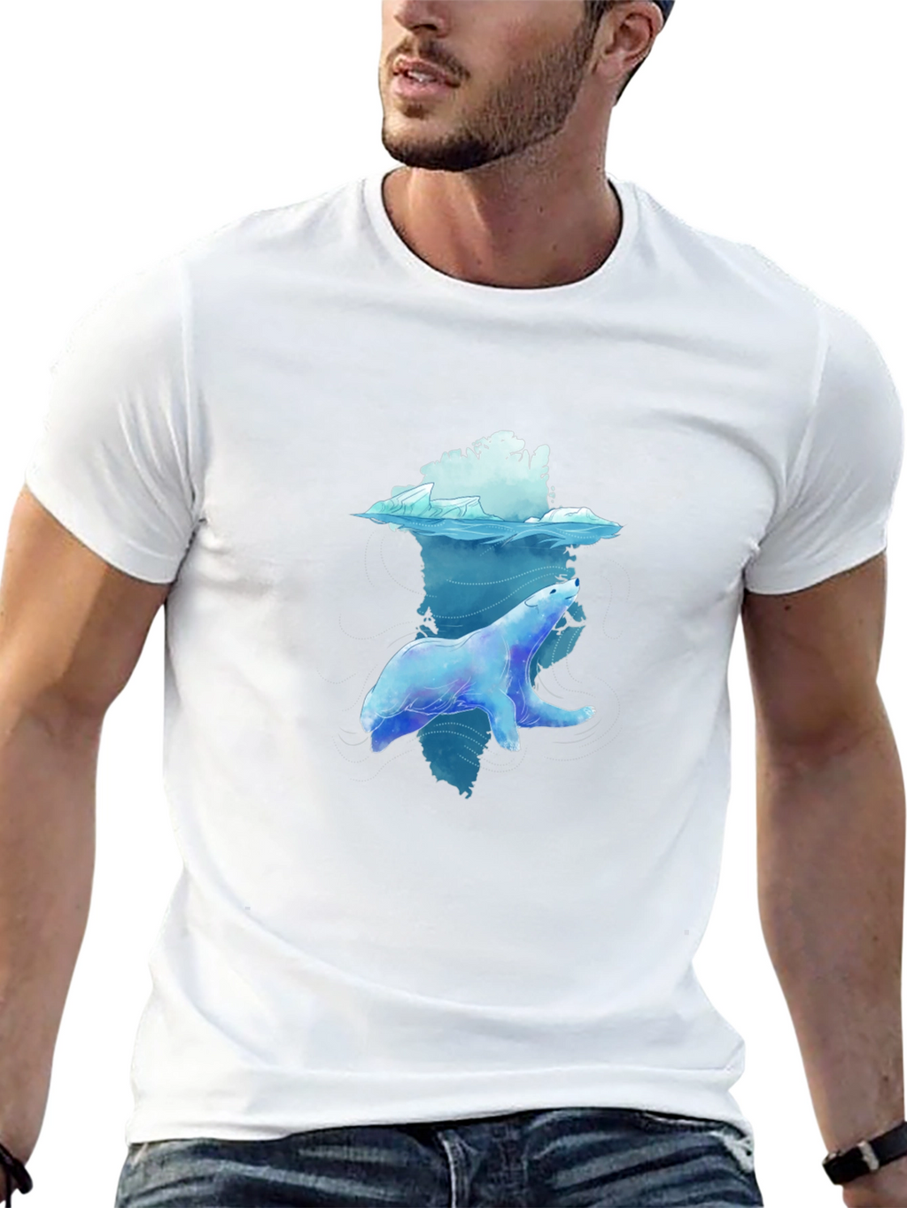 Polar Bear Graphic Tee - Black Crew Neck T-Shirt