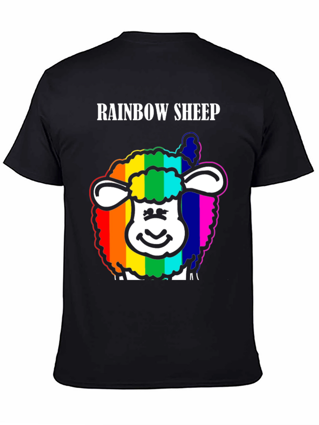 Rainbow Sheep Graphic Tee - Black Cotton Blend