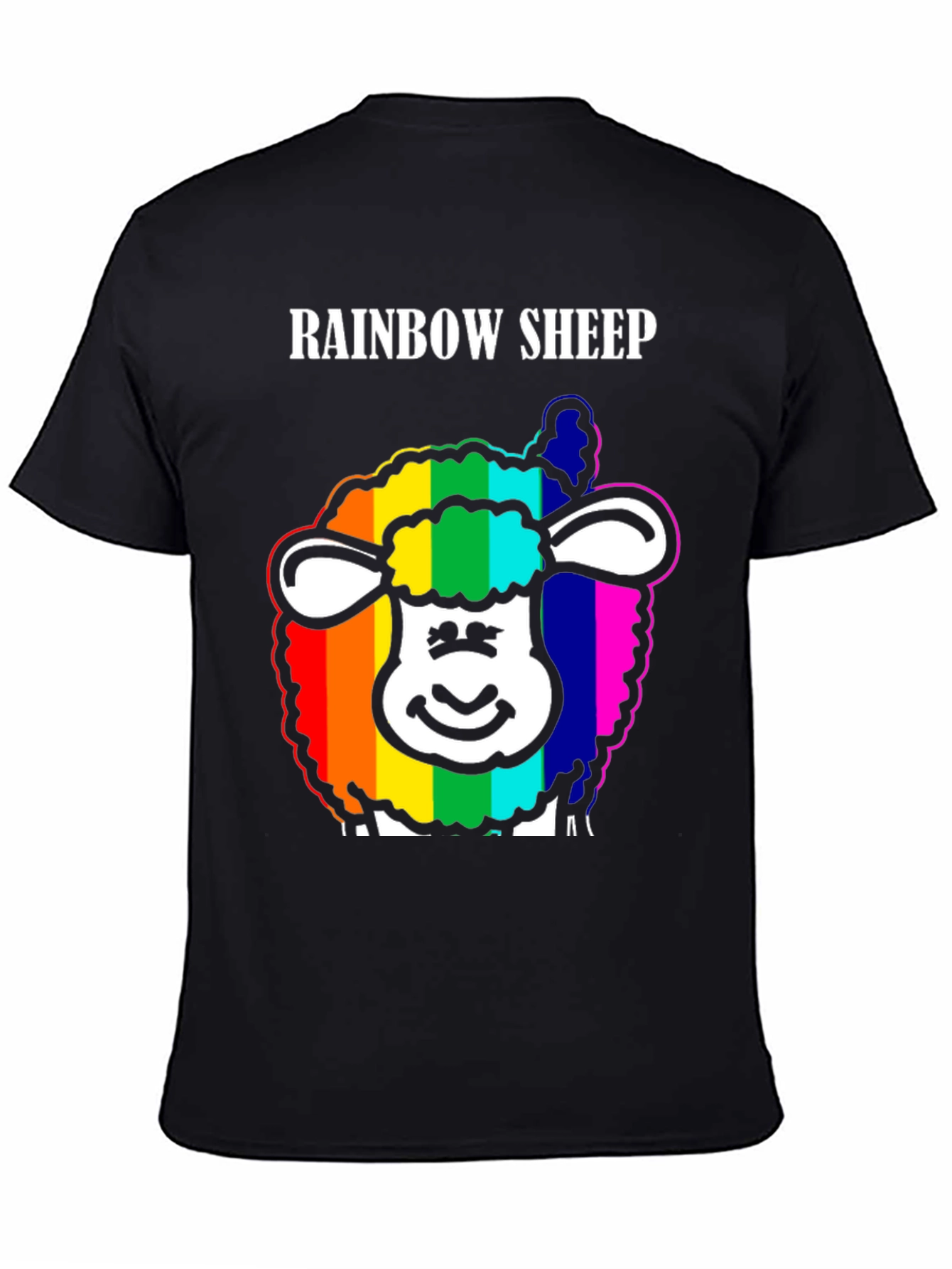 Rainbow Sheep Graphic Tee - Black Cotton Blend