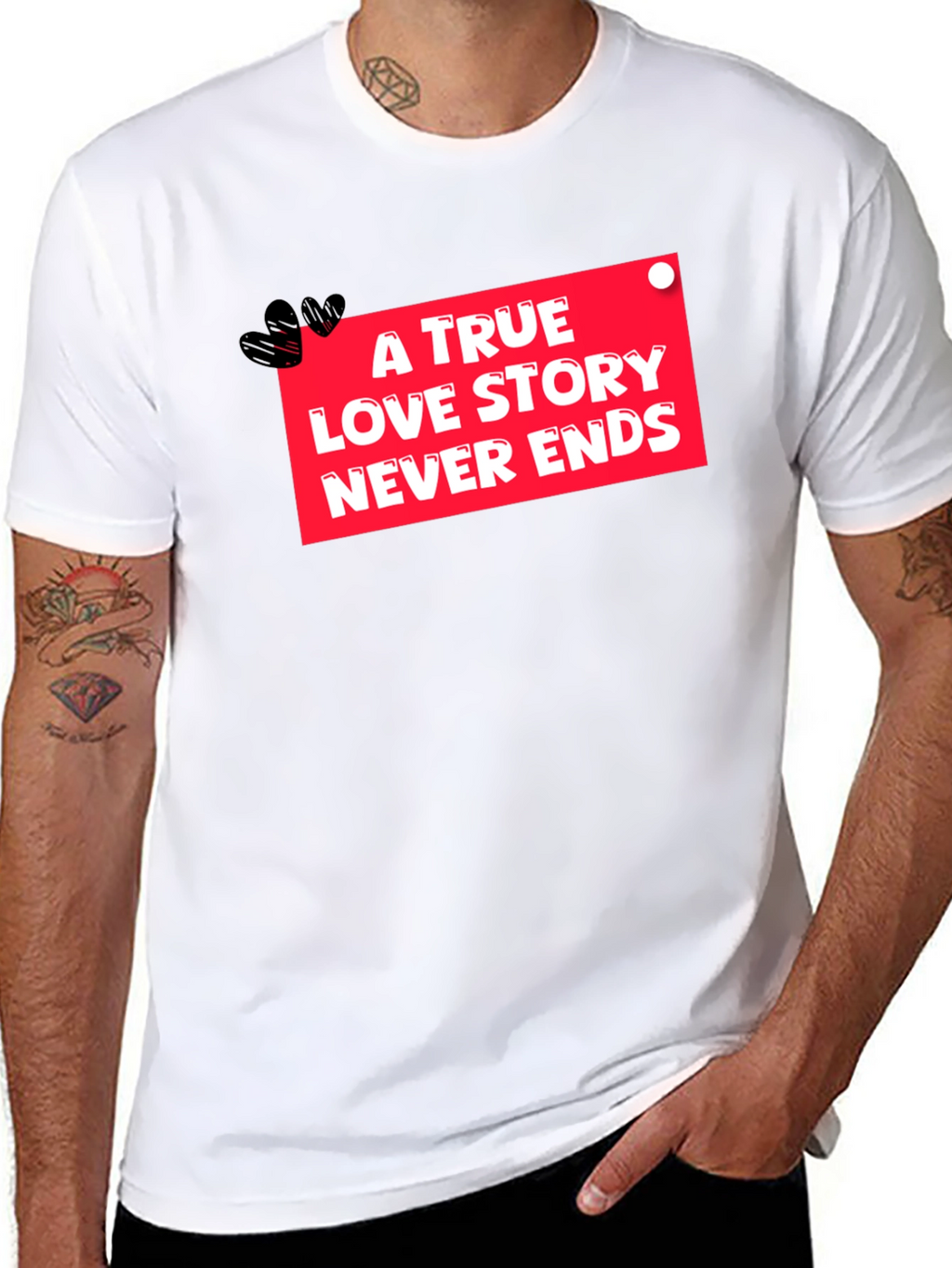 True Love Never Ends Black Graphic Tee