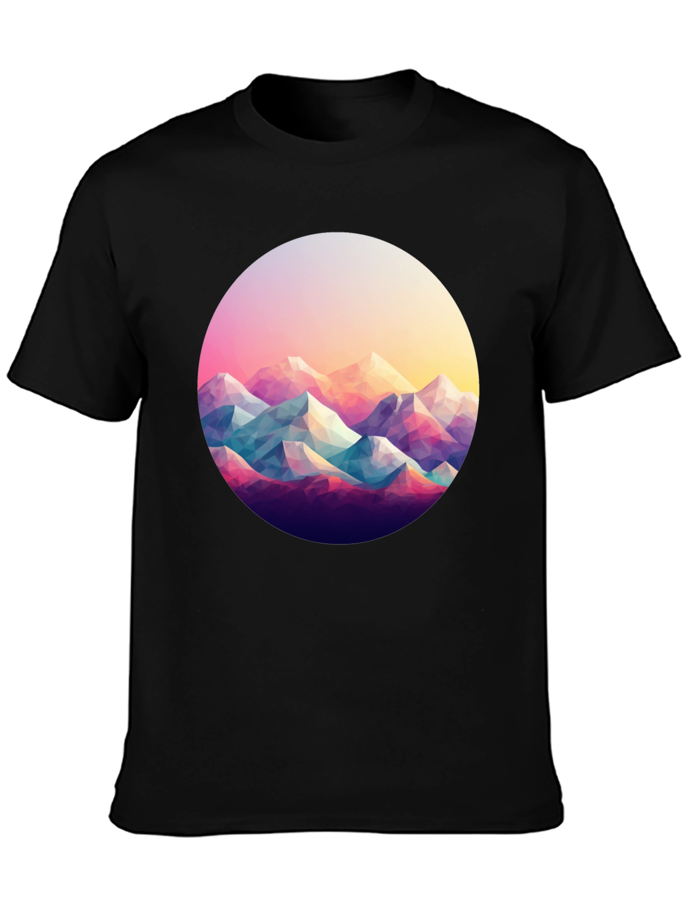 Geometric Mountainscape Black T-Shirt