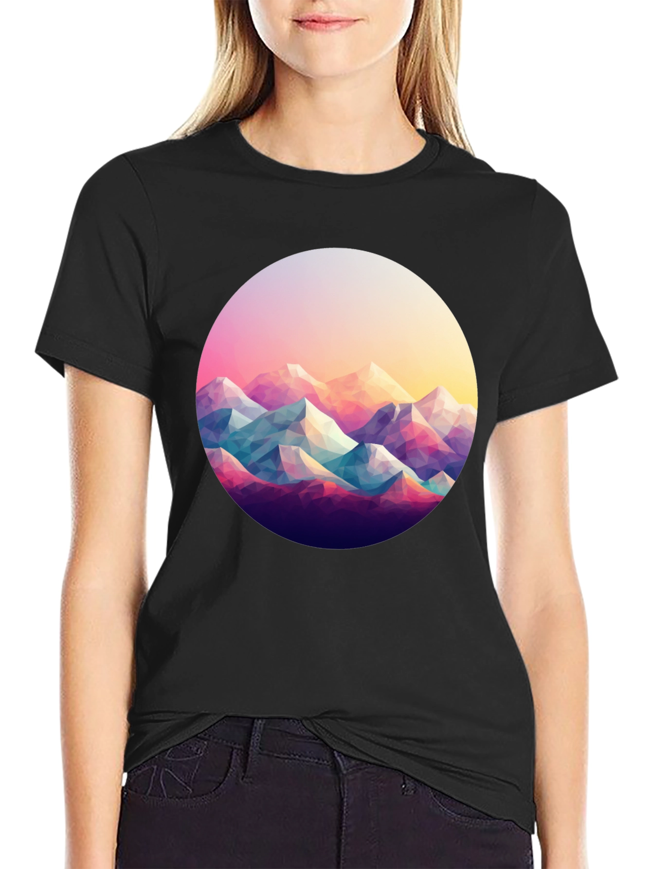 Geometric Mountainscape Black T-Shirt