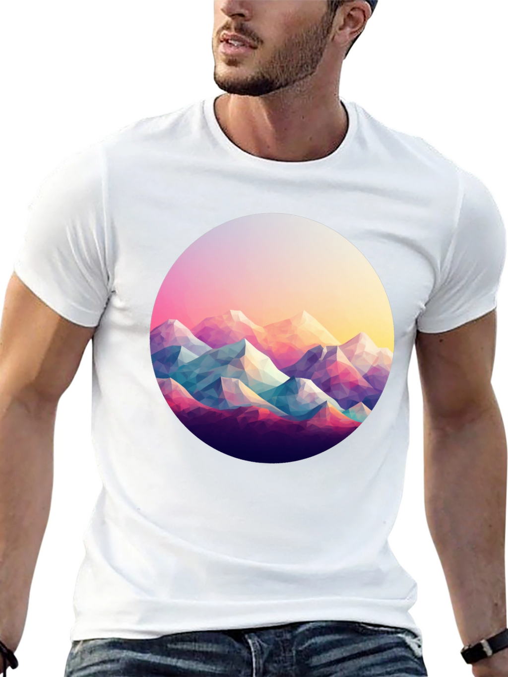 Geometric Mountainscape Black T-Shirt