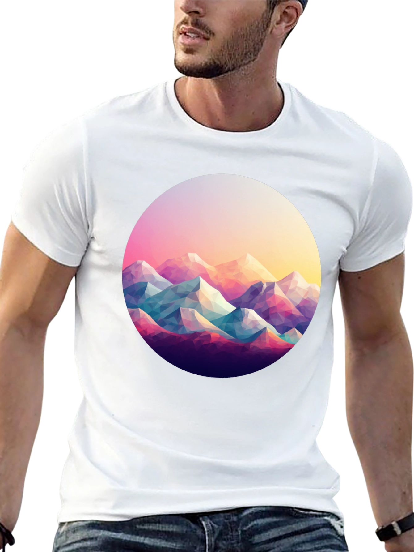 Geometric Mountainscape Black T-Shirt