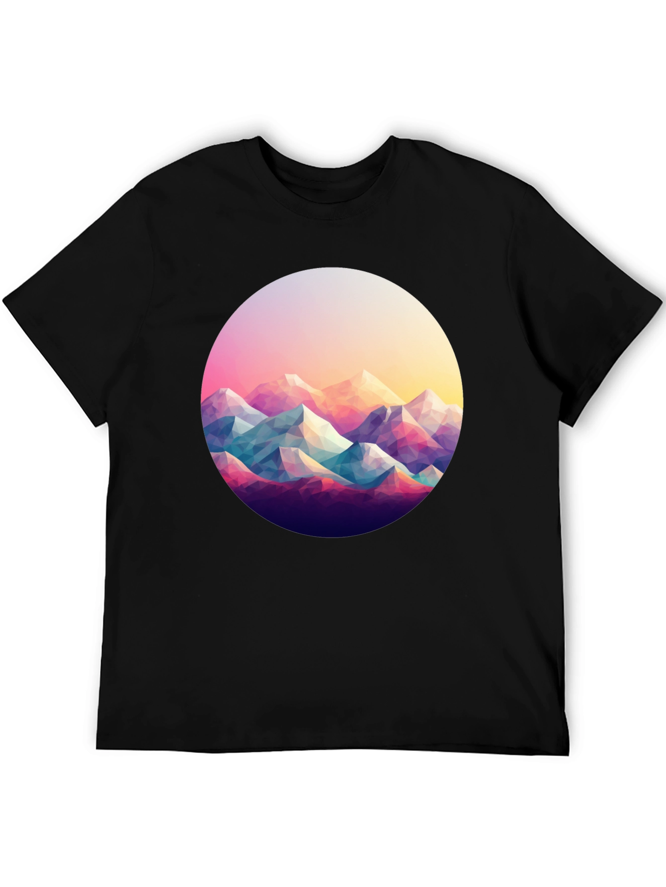 Geometric Mountainscape Black T-Shirt