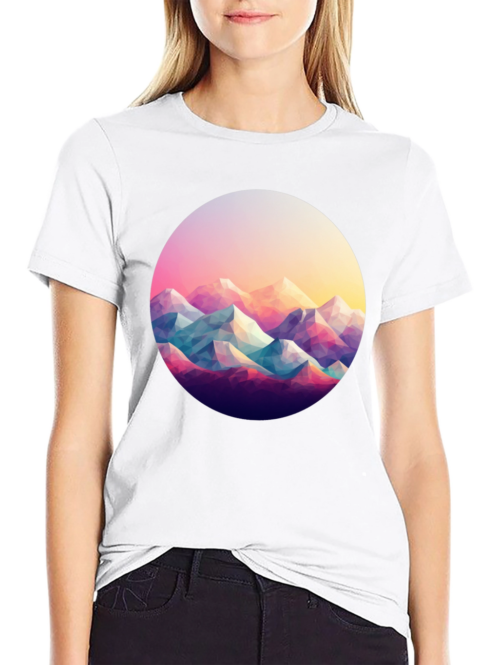 Geometric Mountainscape Black T-Shirt