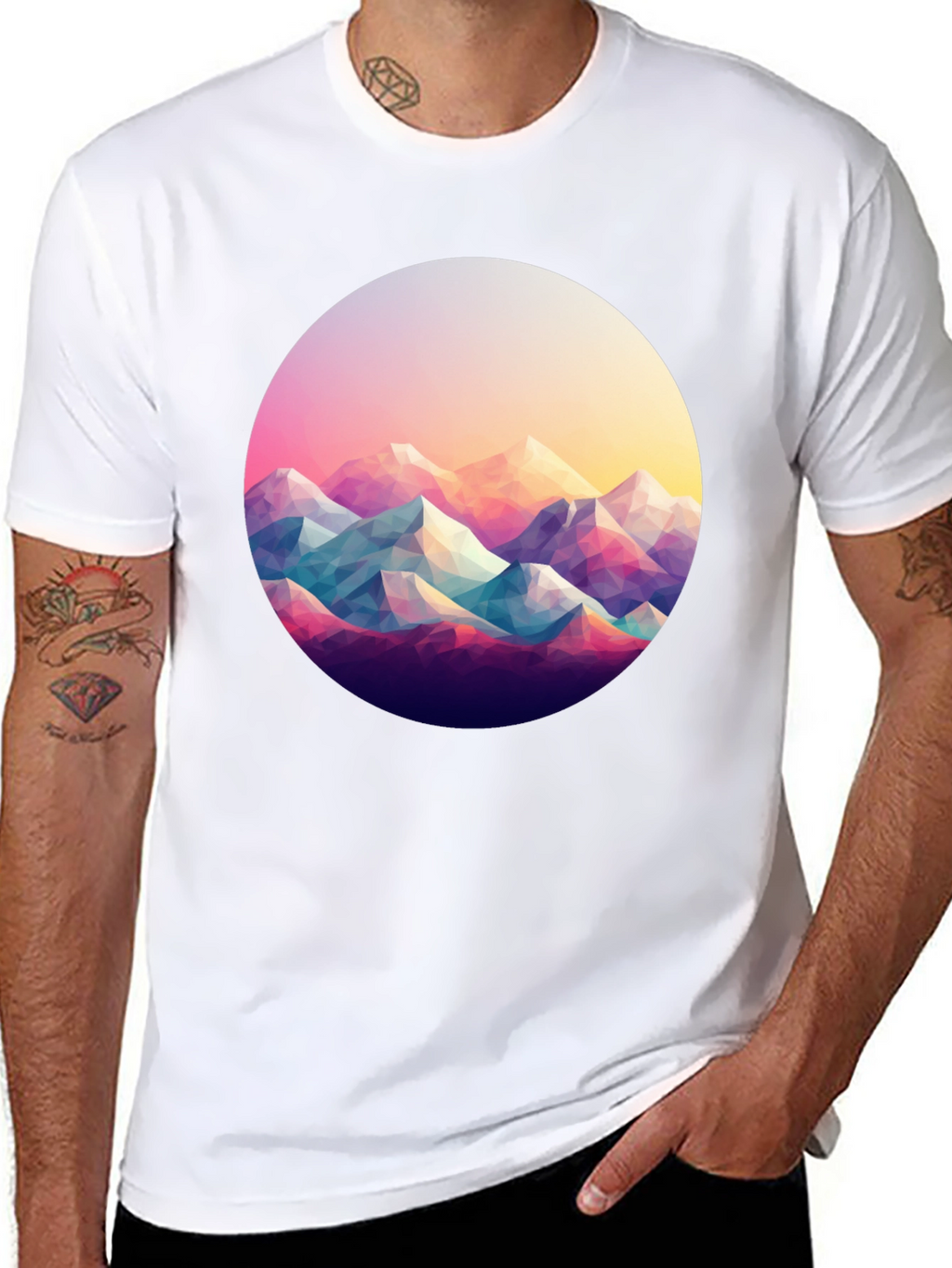 Geometric Mountainscape Black T-Shirt