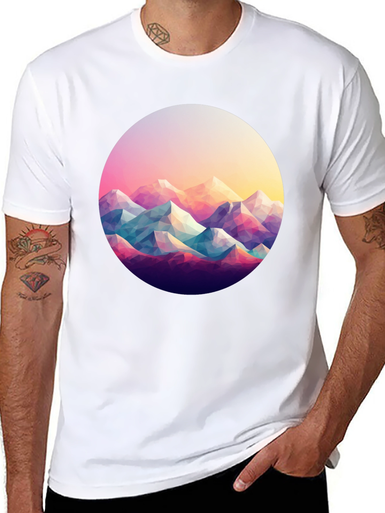 Geometric Mountainscape Black T-Shirt