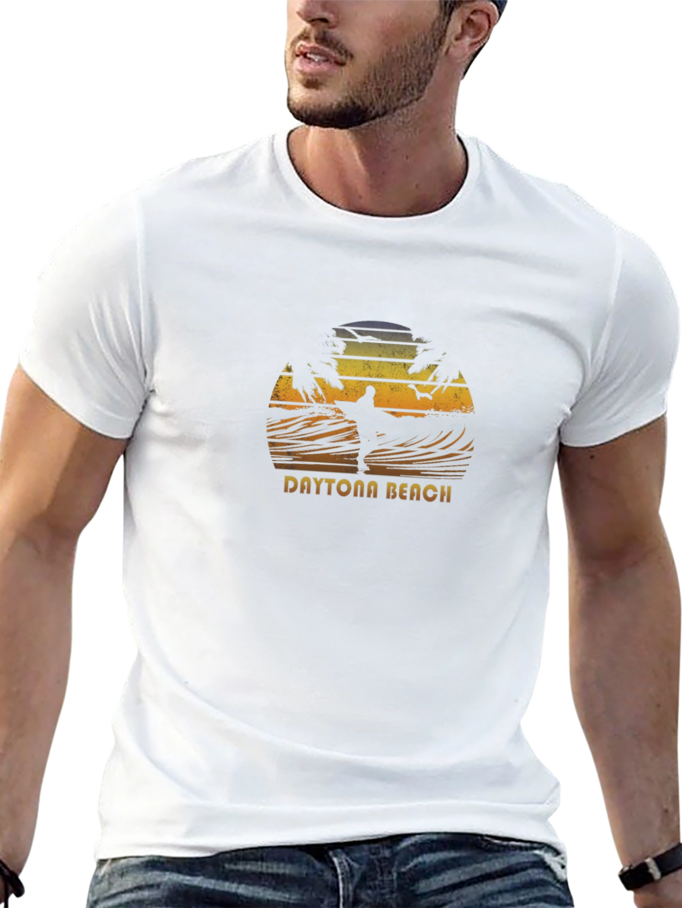 Daytona Beach Surfer Graphic Tee - Black