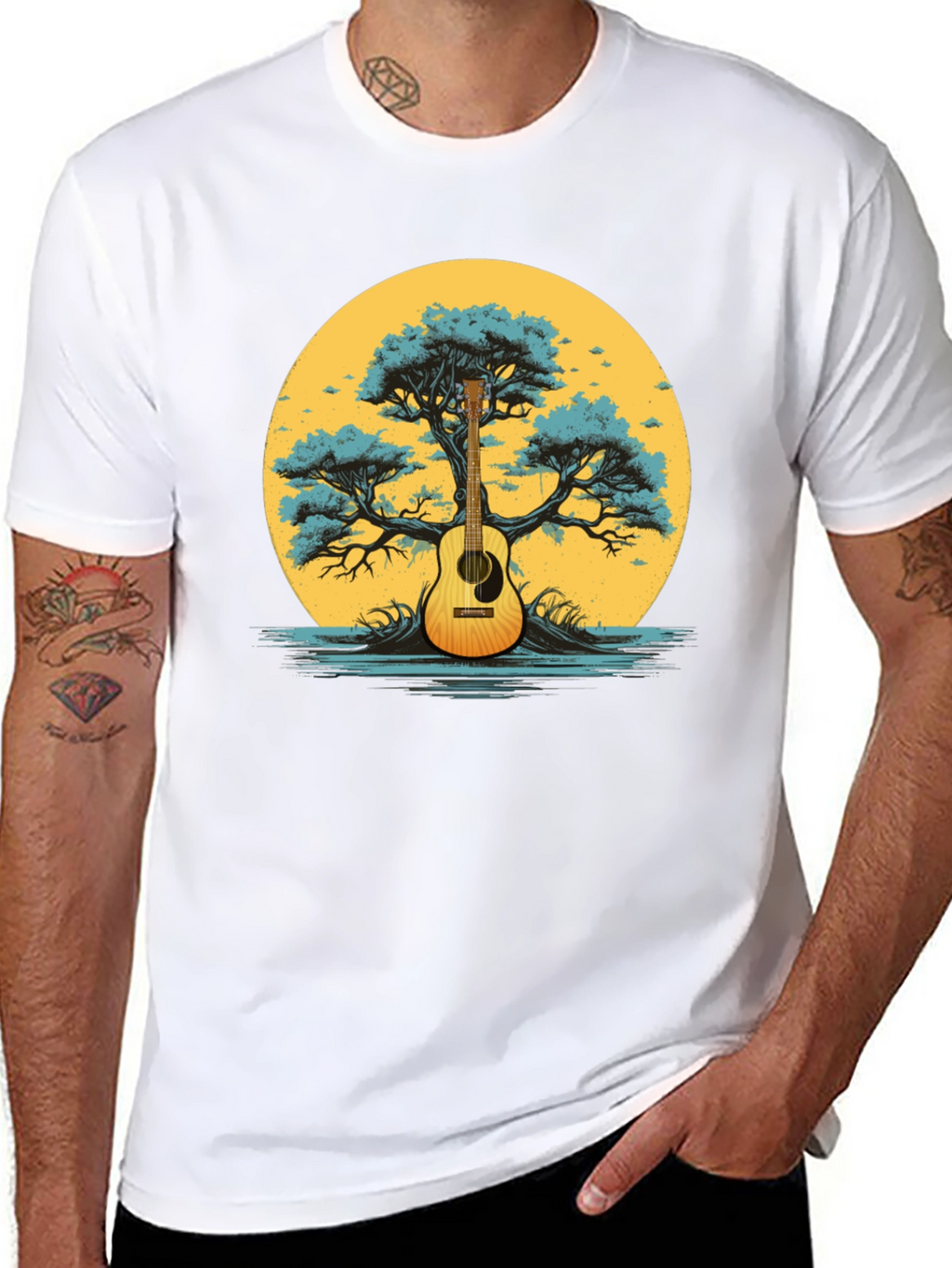 Guitar Tree Graphic Tee - Music Lover Shirt
