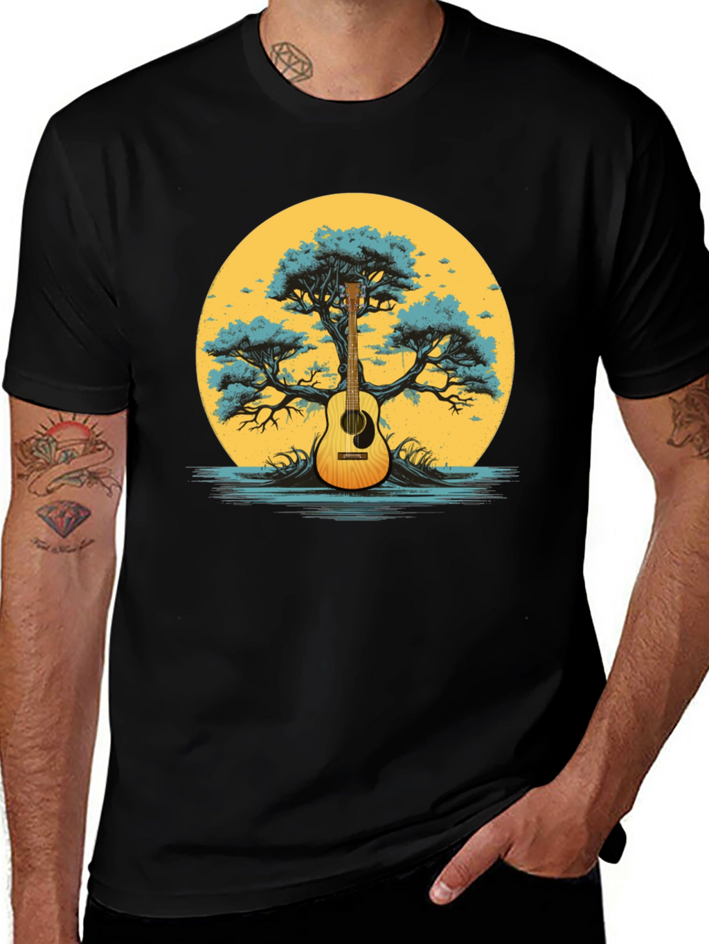 Guitar Tree Graphic Tee - Music Lover Shirt