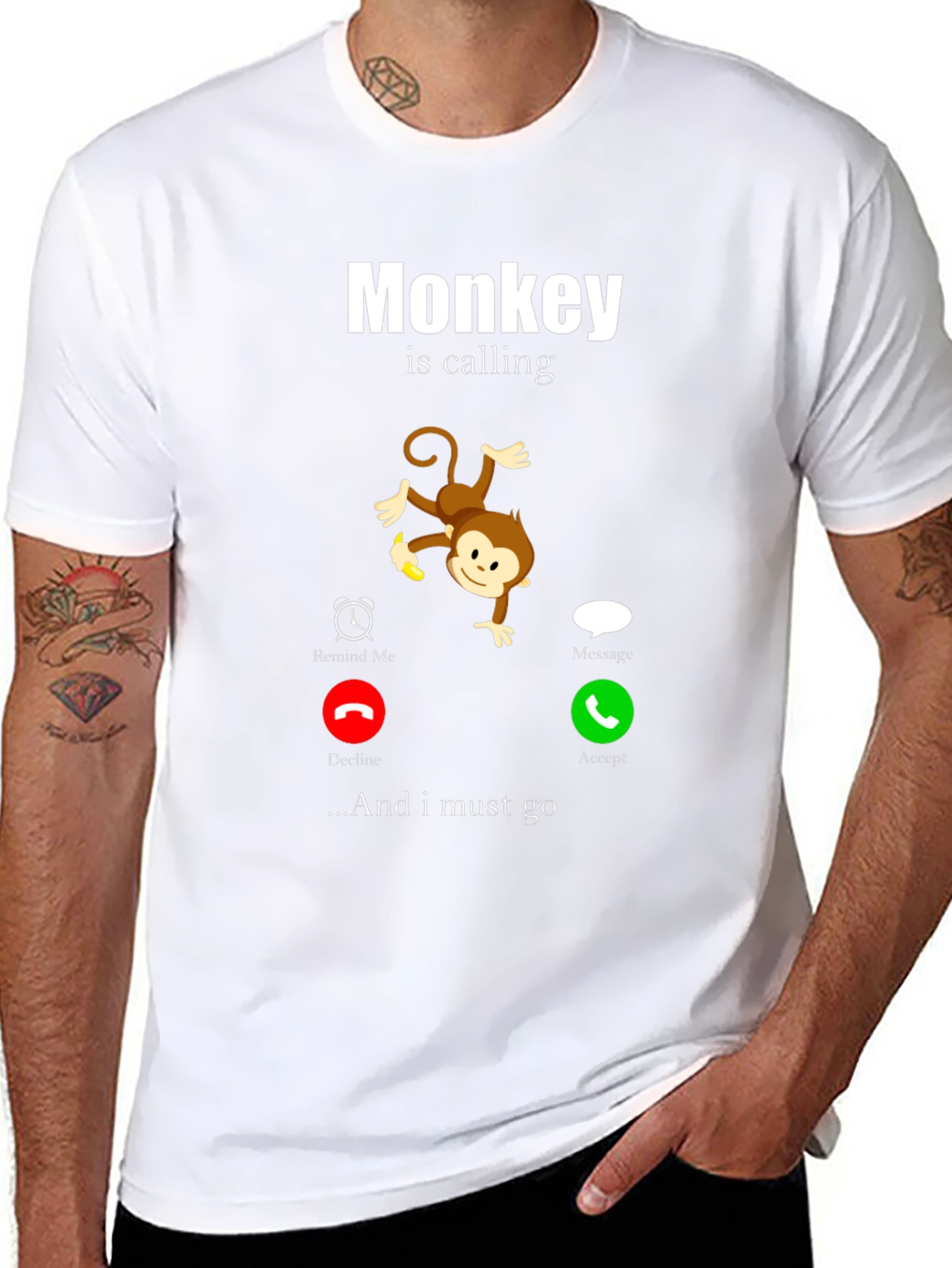Monkey Calling Funny Graphic T-Shirt