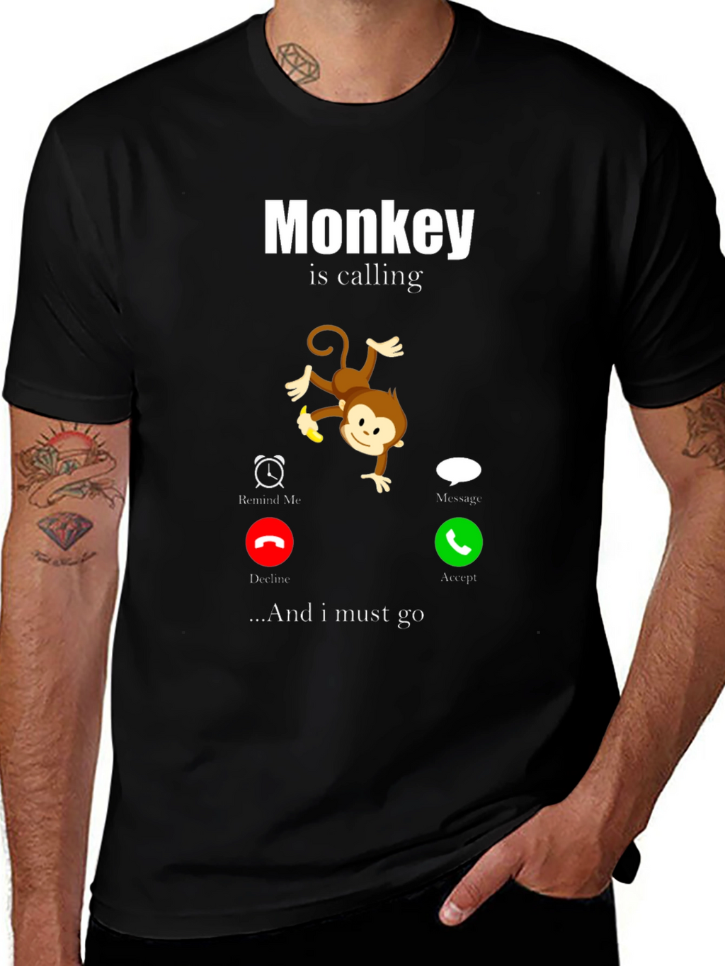 Monkey Calling Funny Graphic T-Shirt