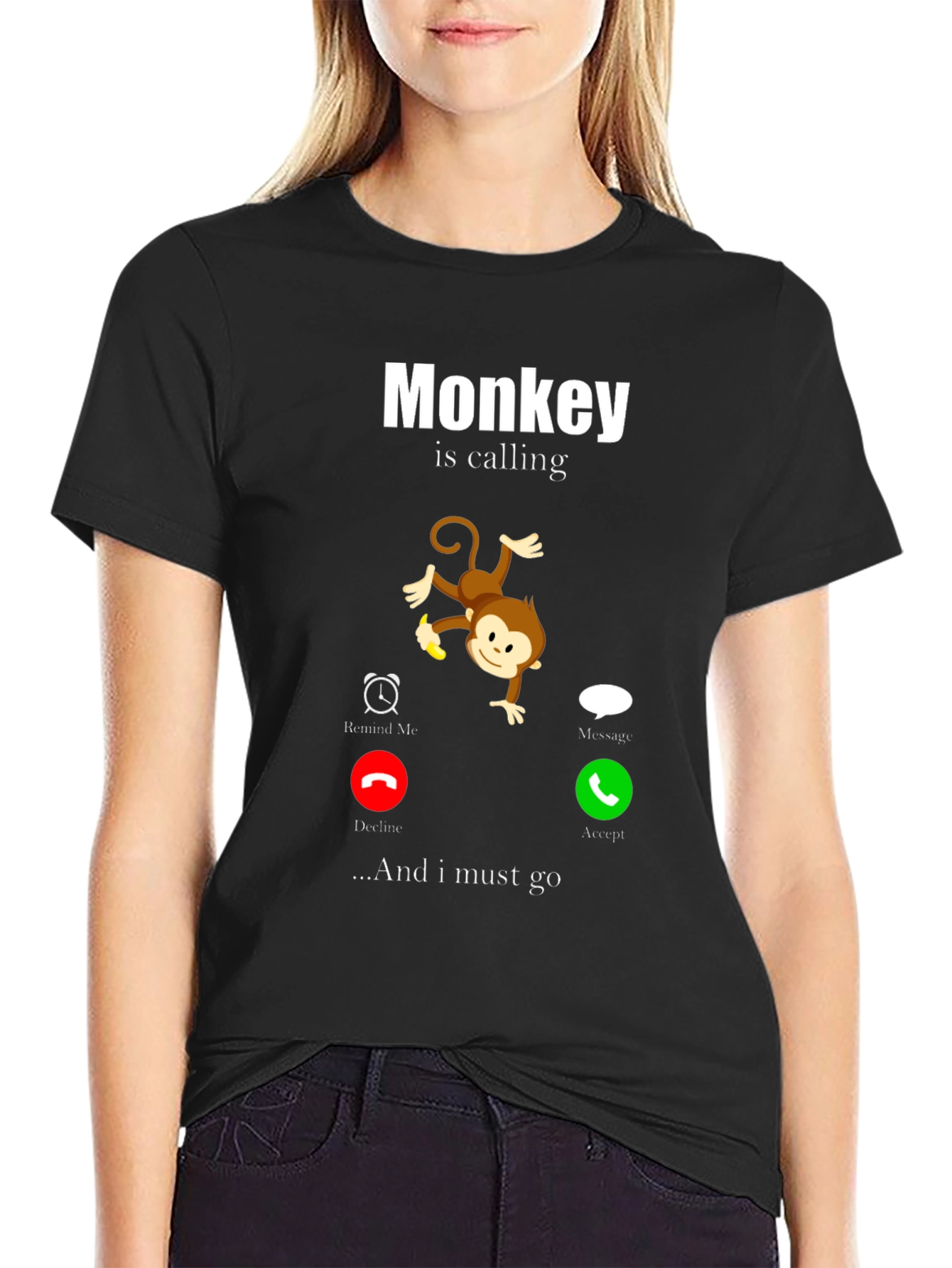 Monkey Calling Funny Graphic T-Shirt