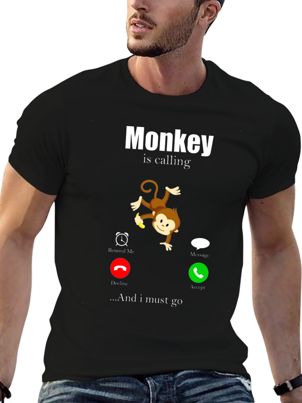 Monkey Calling Funny Graphic T-Shirt